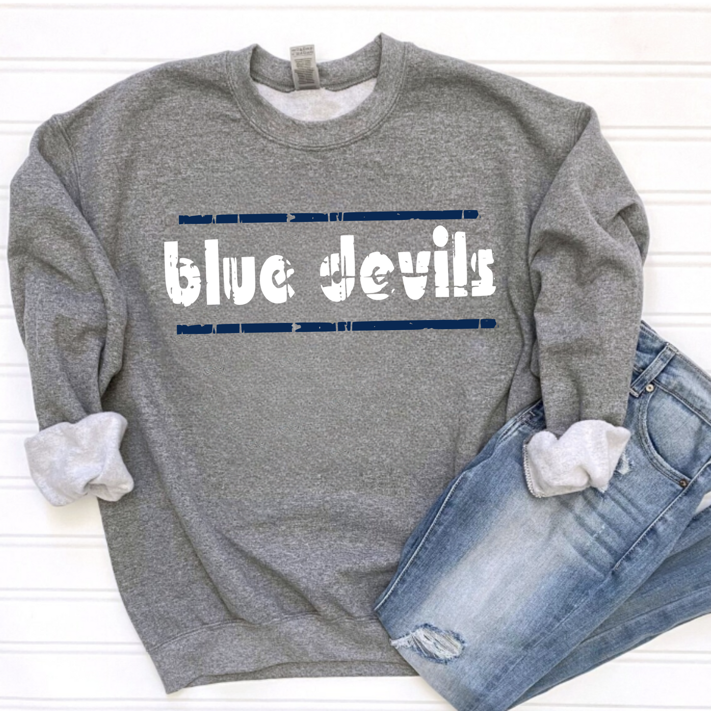 Carey Unisex Sweatshirt BLUE DEVILS RETRO DISTRESSED