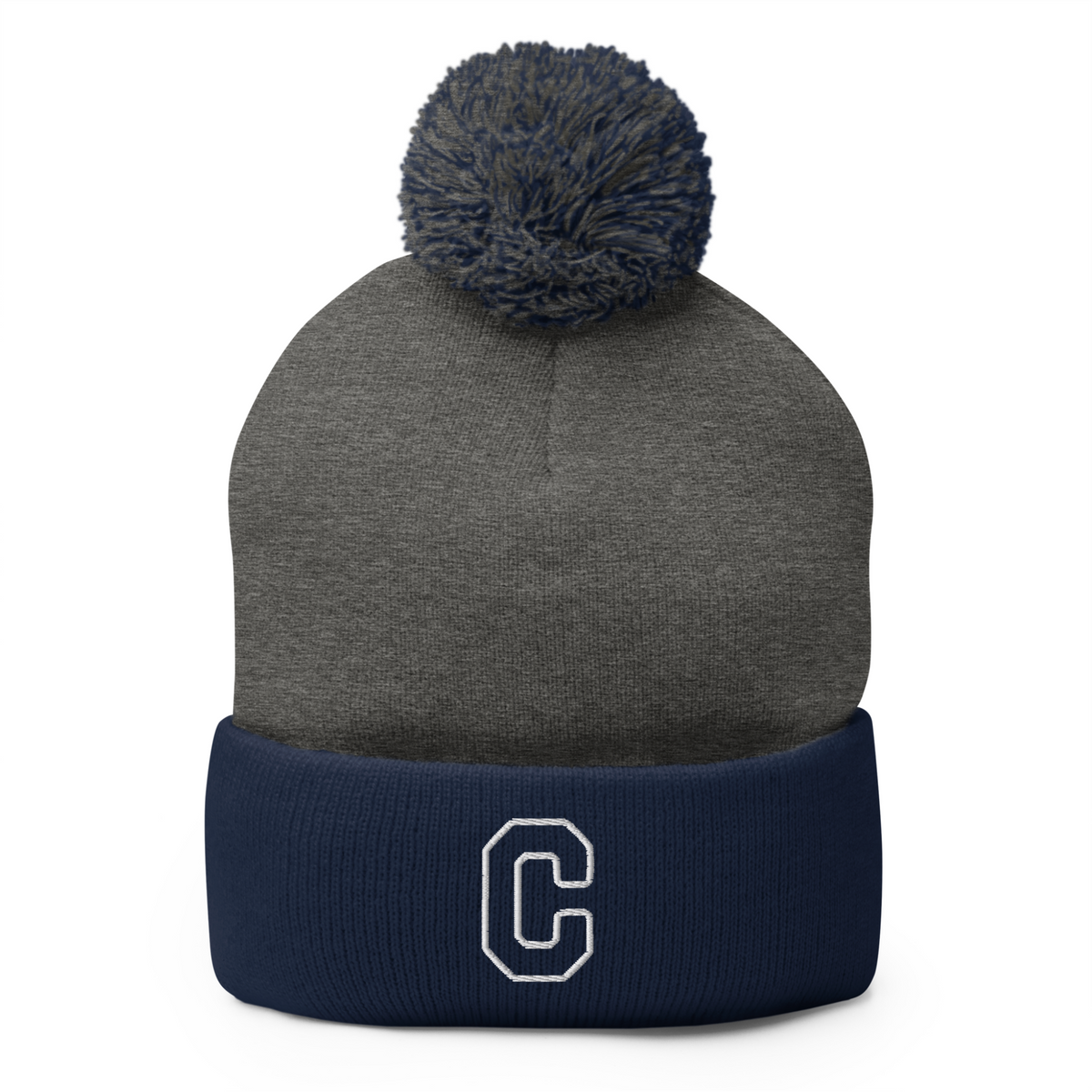 Carey Pom Knit Cap C NAVY/GREY