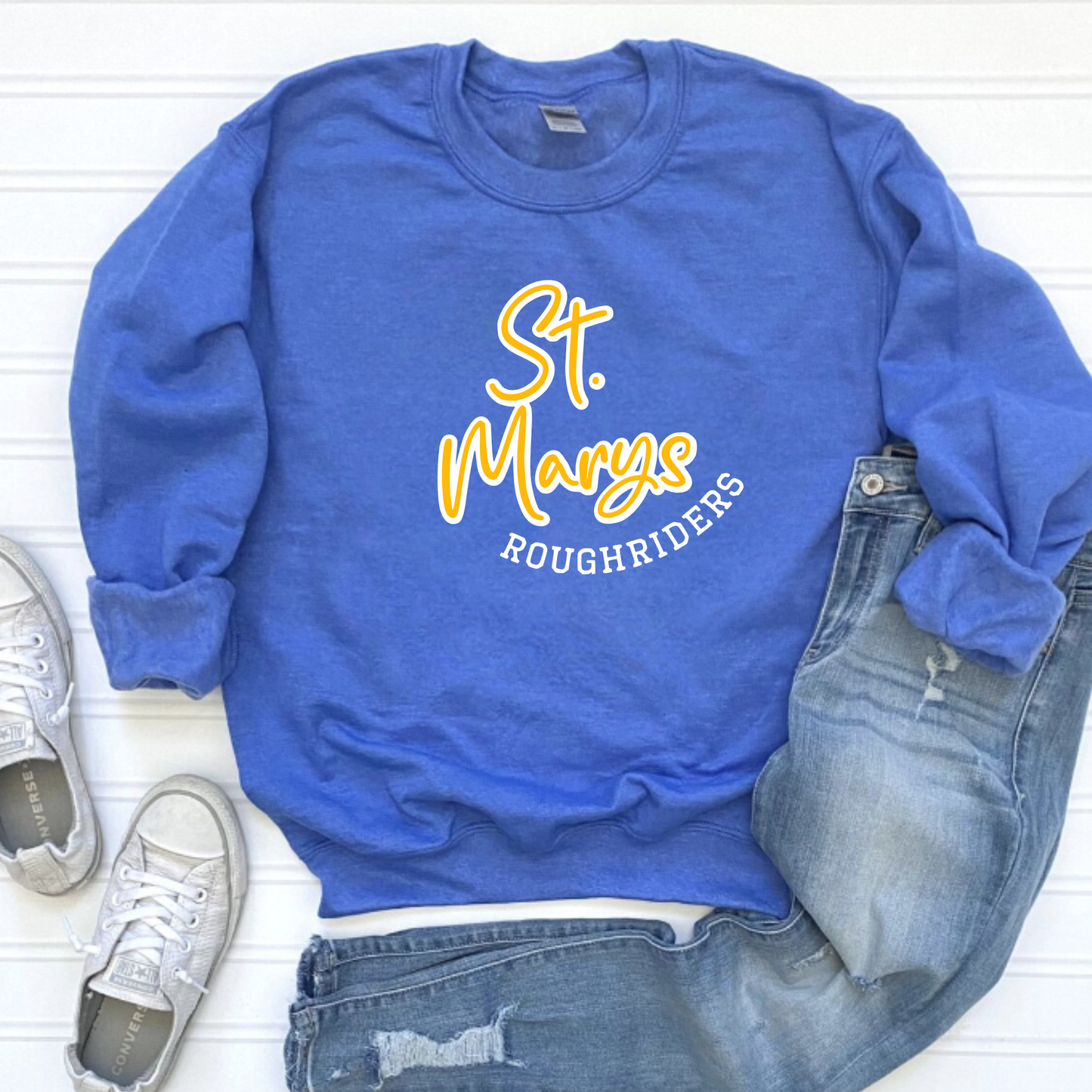 St Marys Unisex Sweatshirt ST MARYS ROUGHRIDERS HEATHER BLUE