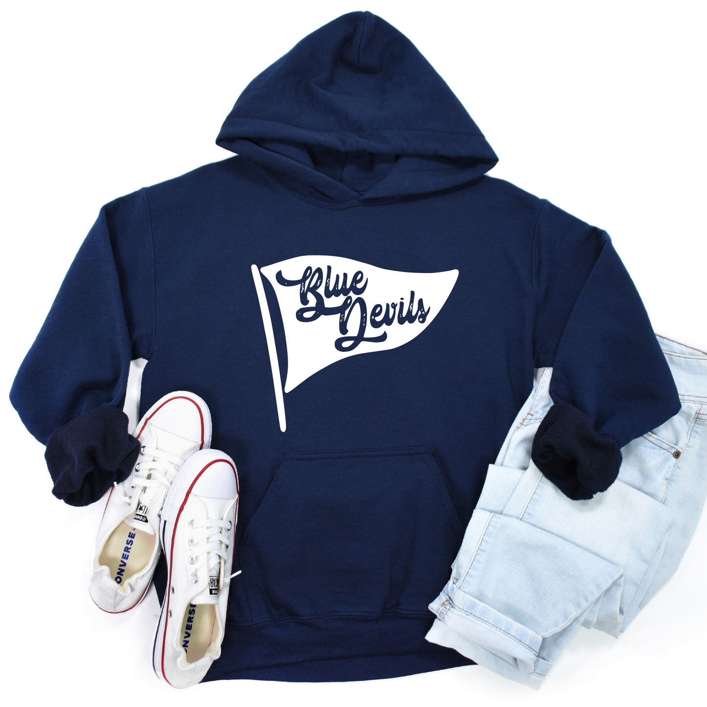 Carey Unisex Hoodie BLUE DEVILS FLAG