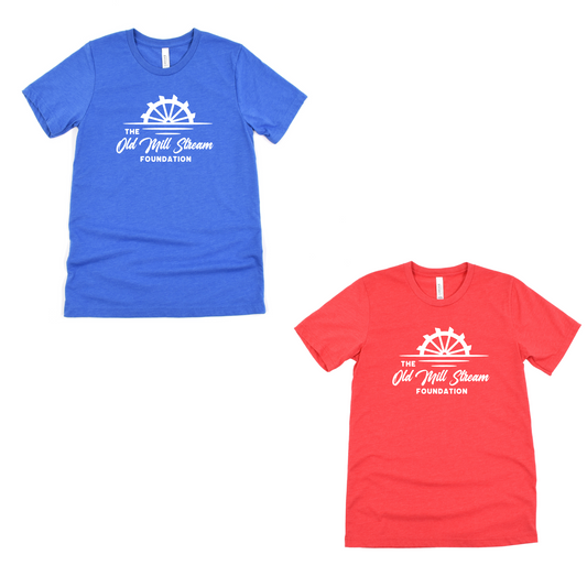 Old Mill Stream Foundation Unisex T-Shirt Red/Blue