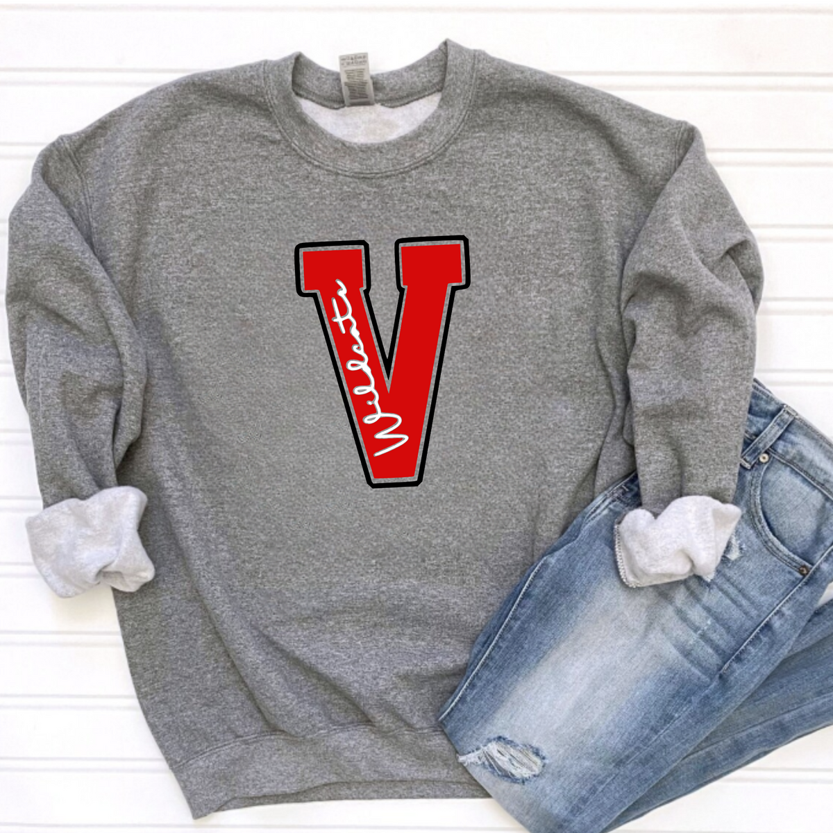 Vanlue Unisex Sweatshirt V Wildcats GREY