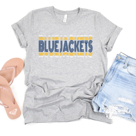 New Riegel Unisex T-Shirt BLUE JACKETS ECHO GREY