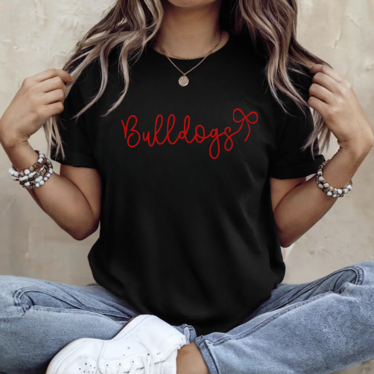 Columbus Grove Unisex T-Shirt BULLDOGS BOW BLACK