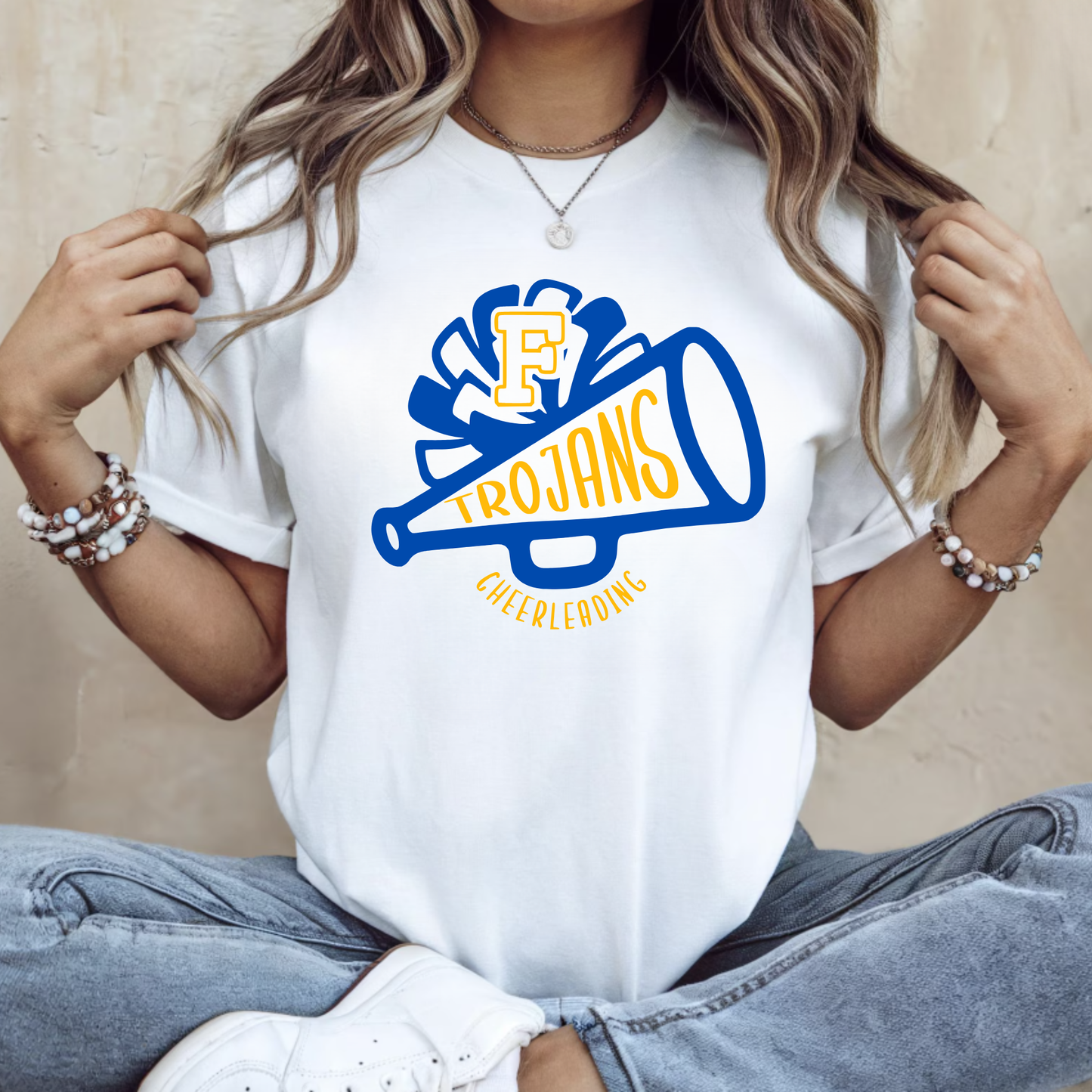 Findlay Unisex T-Shirt TROJANS CHEER WHITE