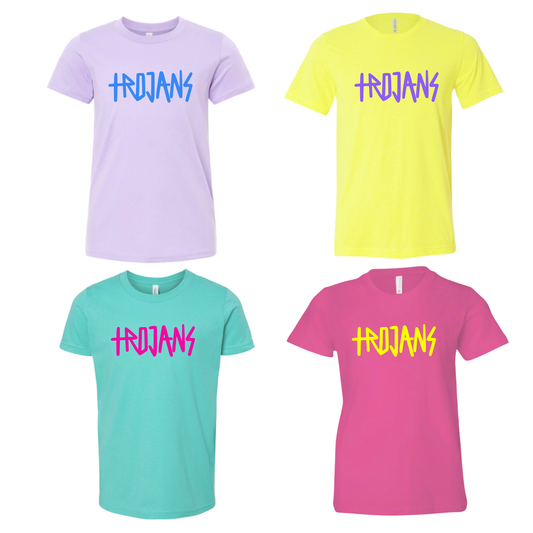 KIDS Unisex T-Shirt TROJANS DARK LAVENDER/YELLOW/TEAL/BERRY