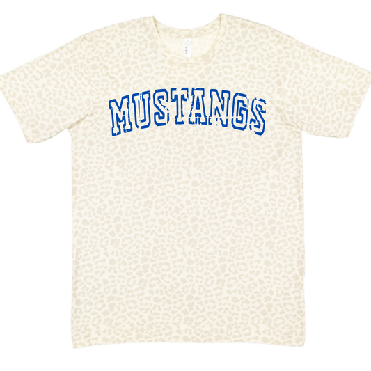 Allen East Unisex T-Shirt MUSTANGS LEOPARD CREAM