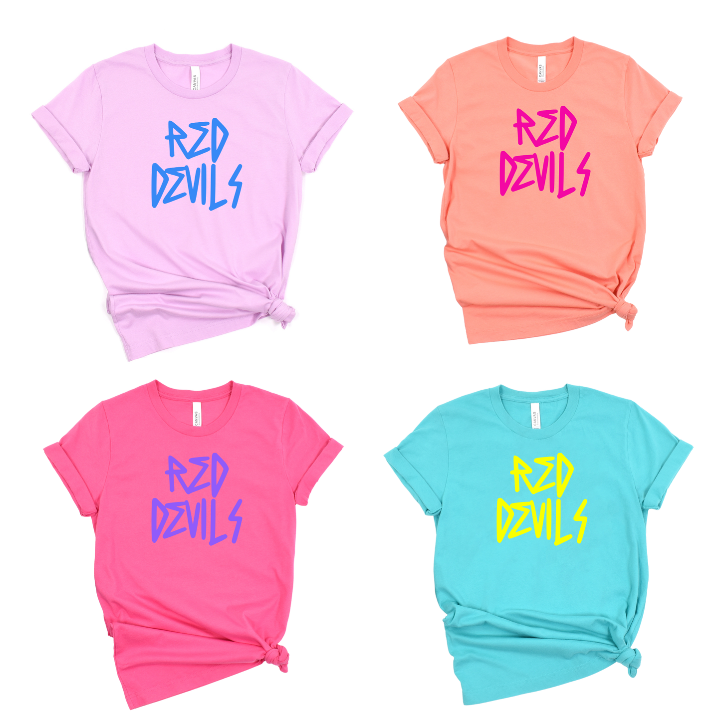 Arlington Unisex T-Shirt RED DEVILS LILAC/SUNSET/CHARITYPINK/TEAL