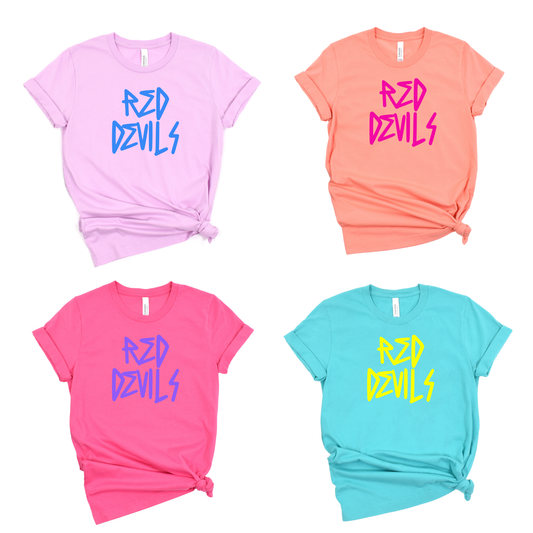 Arlington Unisex T-Shirt RED DEVILS LILAC/SUNSET/CHARITYPINK/TEAL