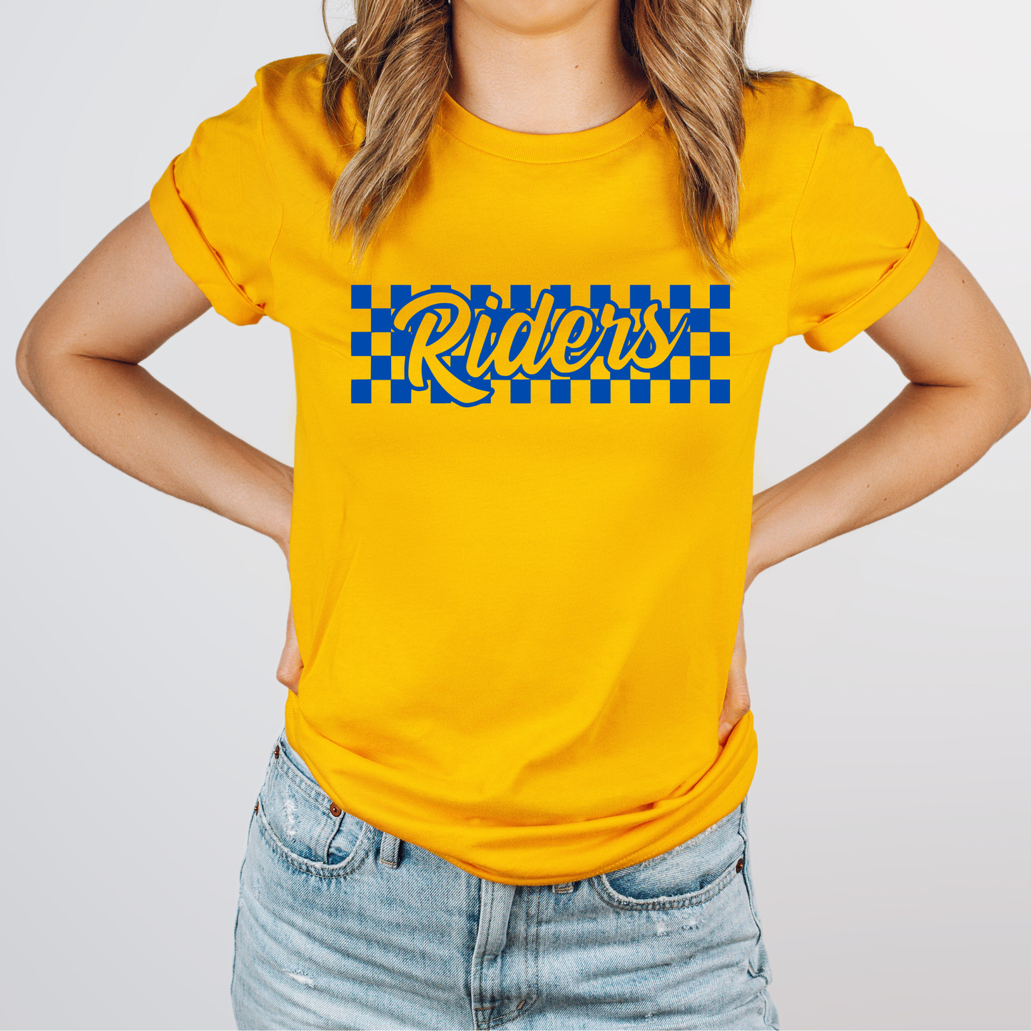 St Marys Unisex T-Shirt RIDERS CHECKER GOLD
