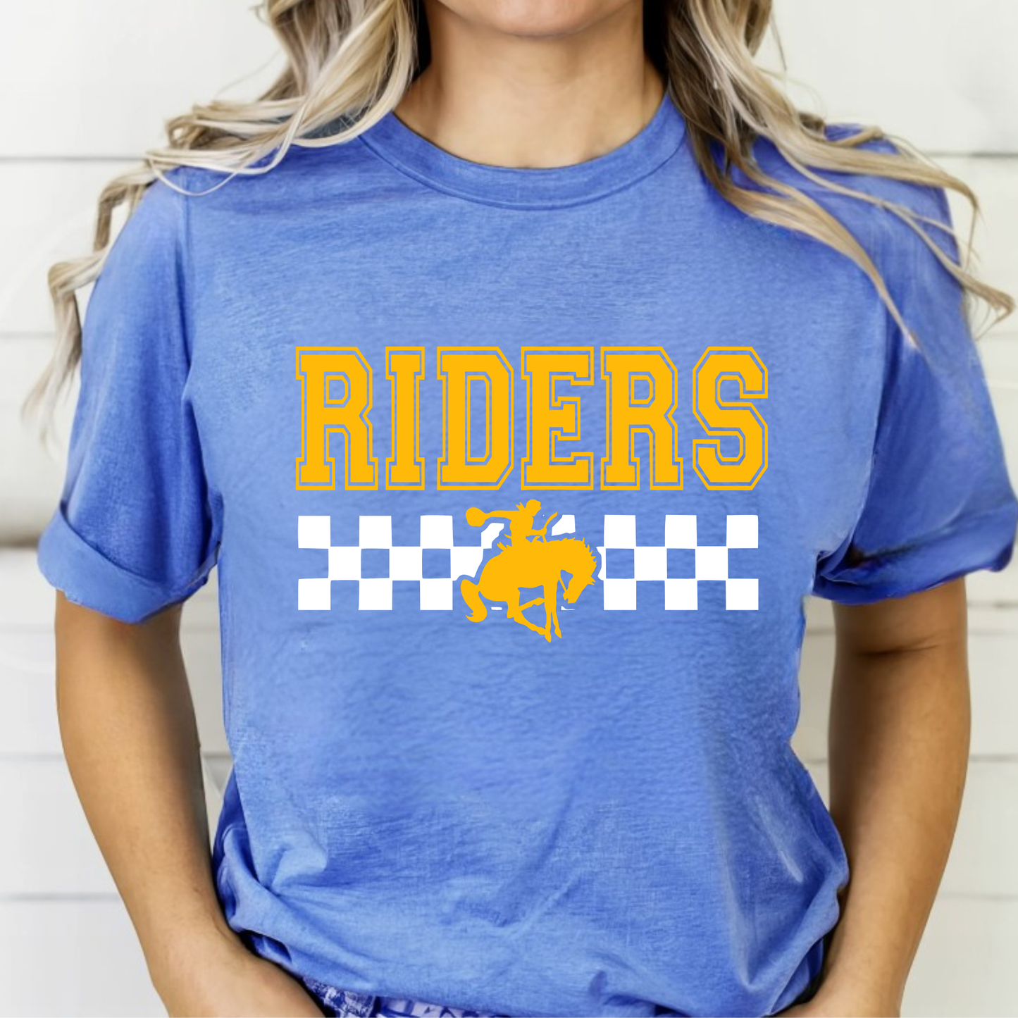 St Marys Unisex T-Shirt RIDERS CHECKER HEATHER BLUE