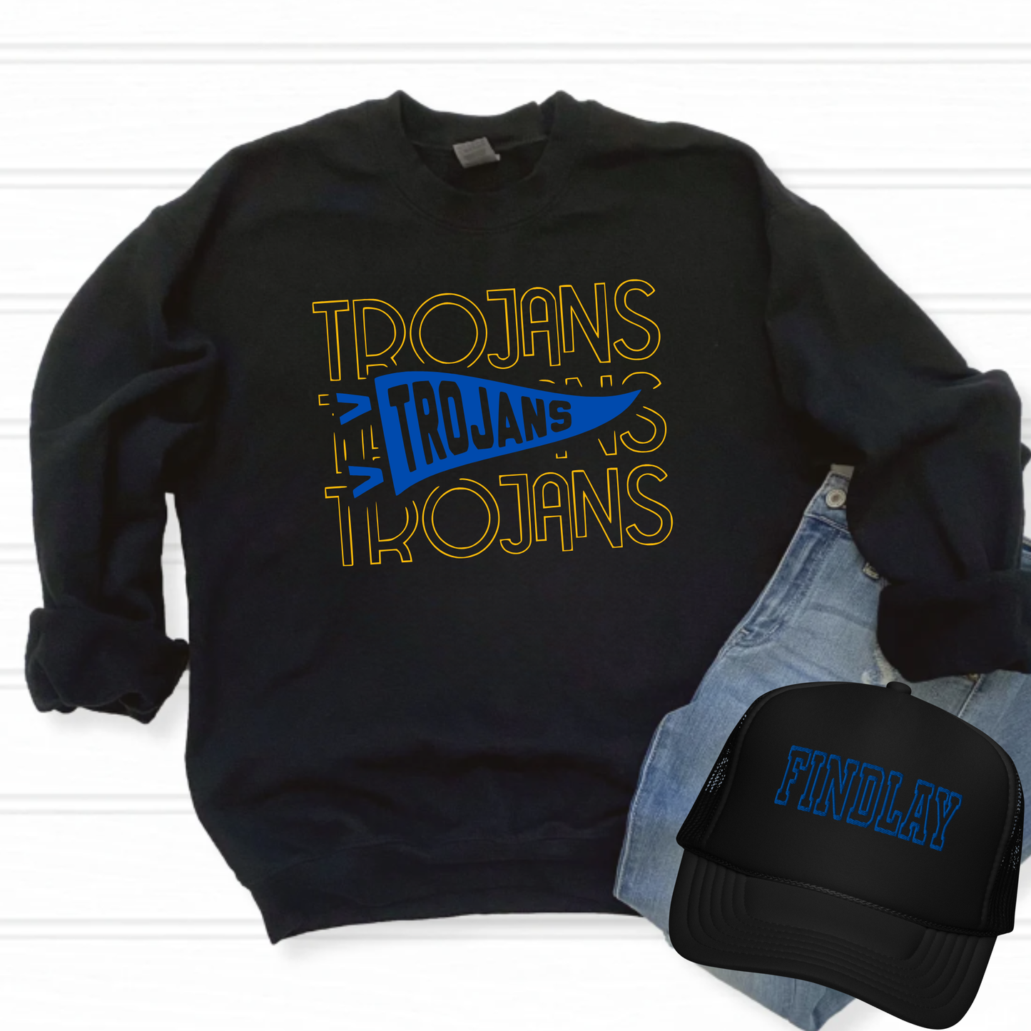 Findlay Unisex Sweatshirt TROJANS FLAG BLACK
