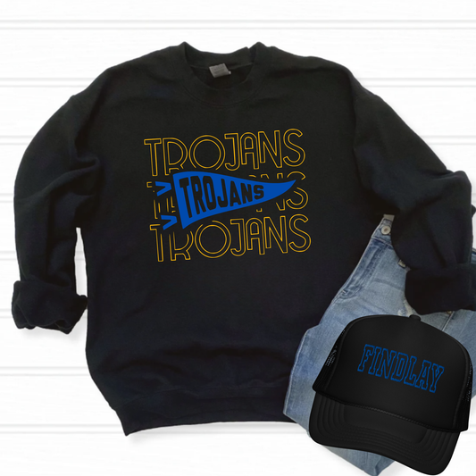 Findlay Unisex Sweatshirt TROJANS FLAG BLACK