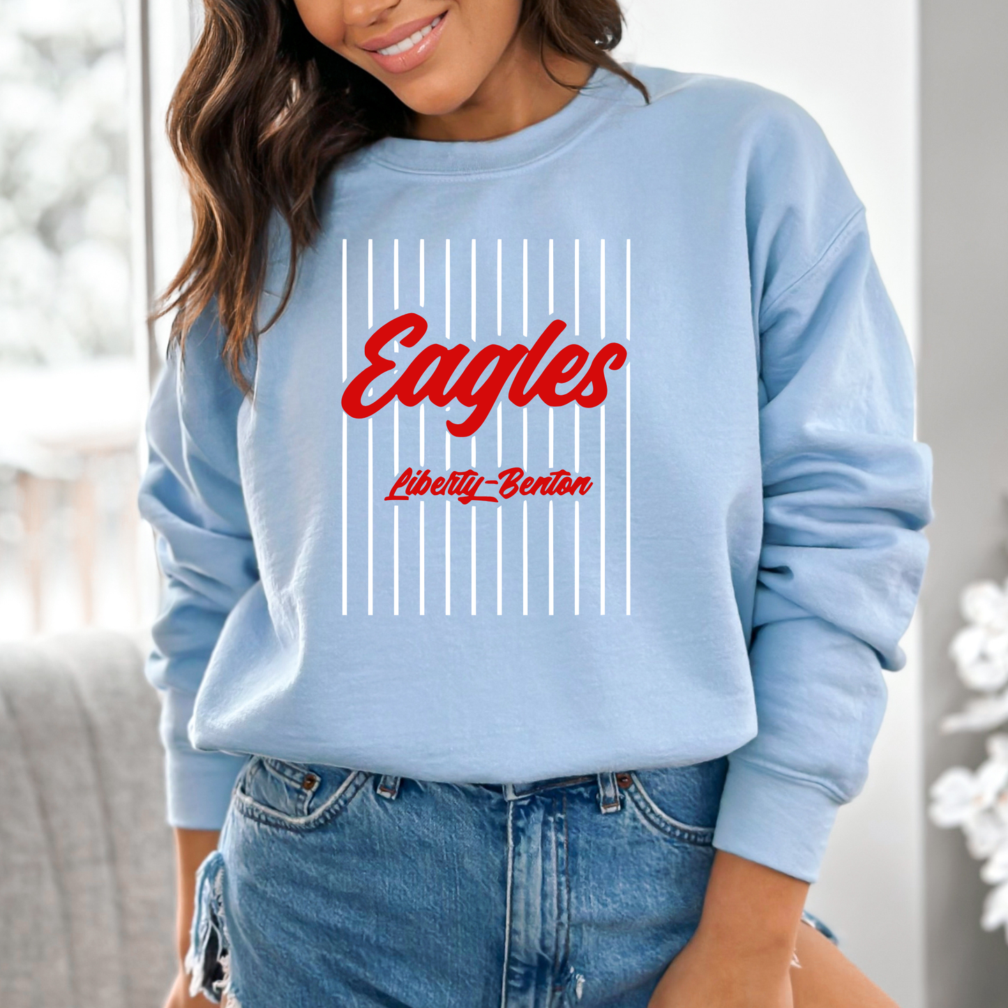 Liberty Benton Unisex Sweatshirt EAGLES STRIPES LIGHT BLUE