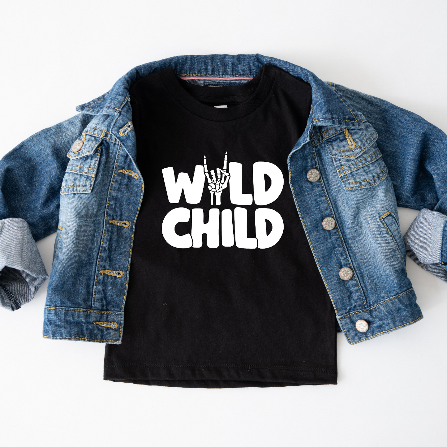 KIDS Short Sleeve Tshirt WILD CHILD SKELETON